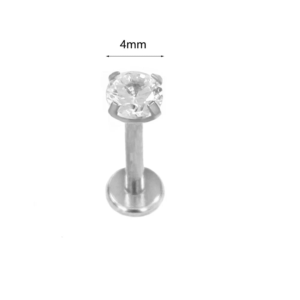 100% 316L Surgical Steel Flower Labret Piercing Butterfly Bee Tragus Snake Cartilage Helix Flat Back CZ Earrings Body Jewelry