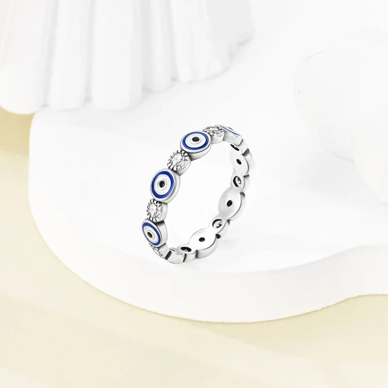 MULA Wedding Band Rings for Women Man 925 Sterling Silver Evil Eye Hand Celtic Knot Four-Leaf Clover Ring Stackable Jewelry Gift