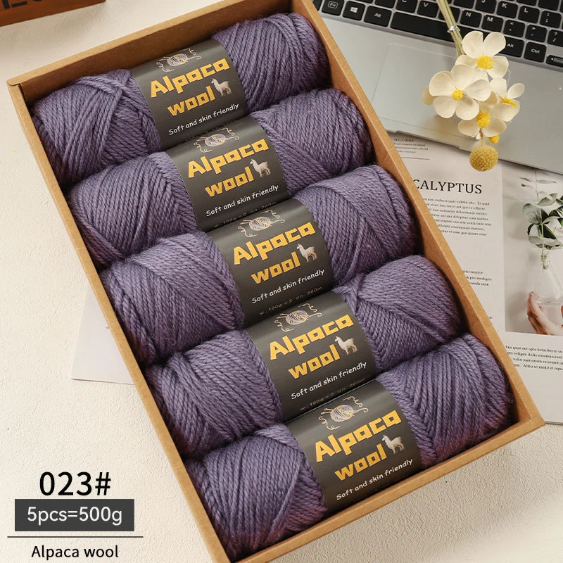 Chunky Alpaca Wool Yarn Set for DIY Knitting Winter Crafts