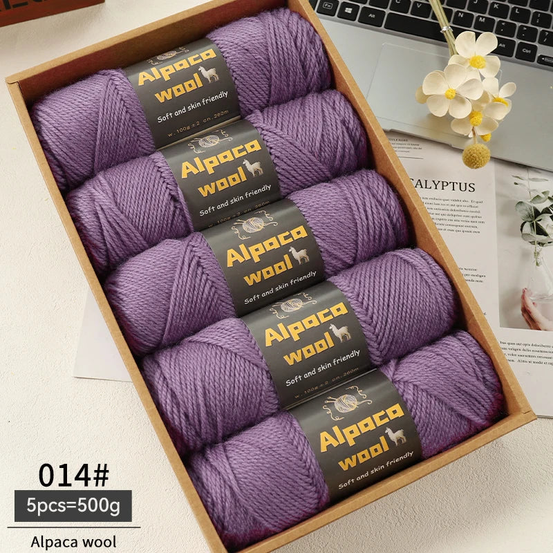 Chunky Alpaca Wool Yarn Set for DIY Knitting Winter Crafts