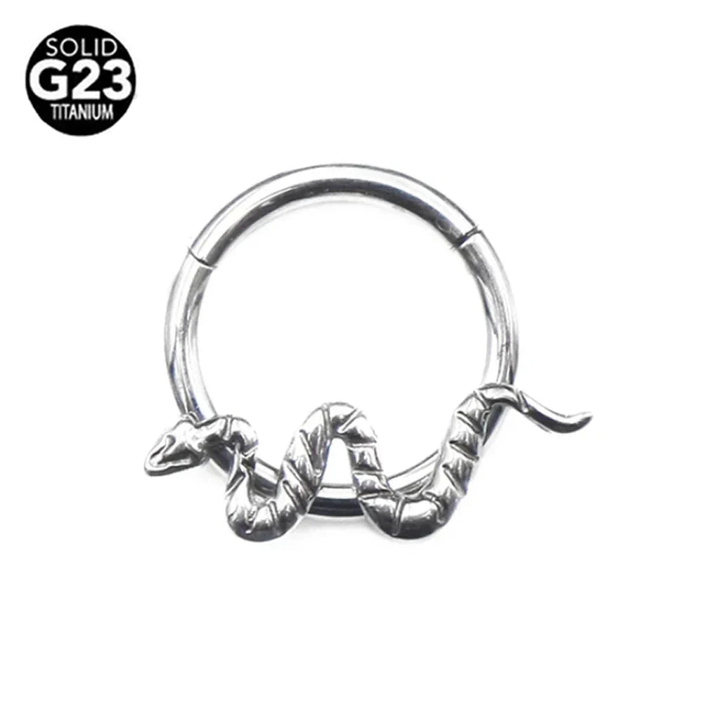 G23 Titanium Bee Septum Nose Ring Piercing Body Jewelry 16G Moon Segment Snake Clicker Helix  Ear Cartilage Heart Daith Hoop