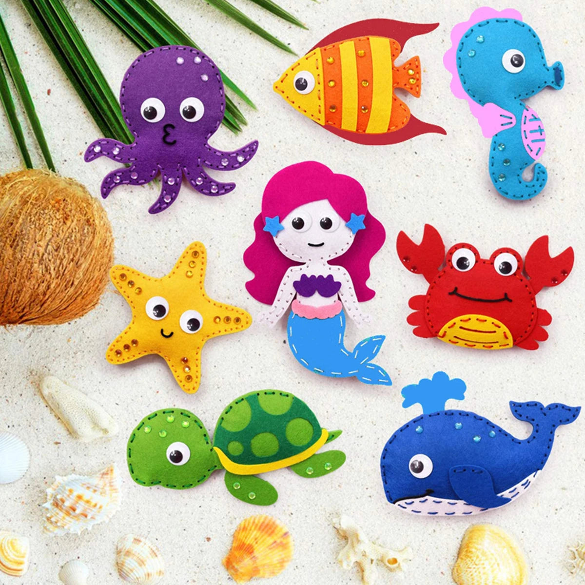 Sea Animals Felt Sewing Craft Kit for Kids Educational DIY Fun