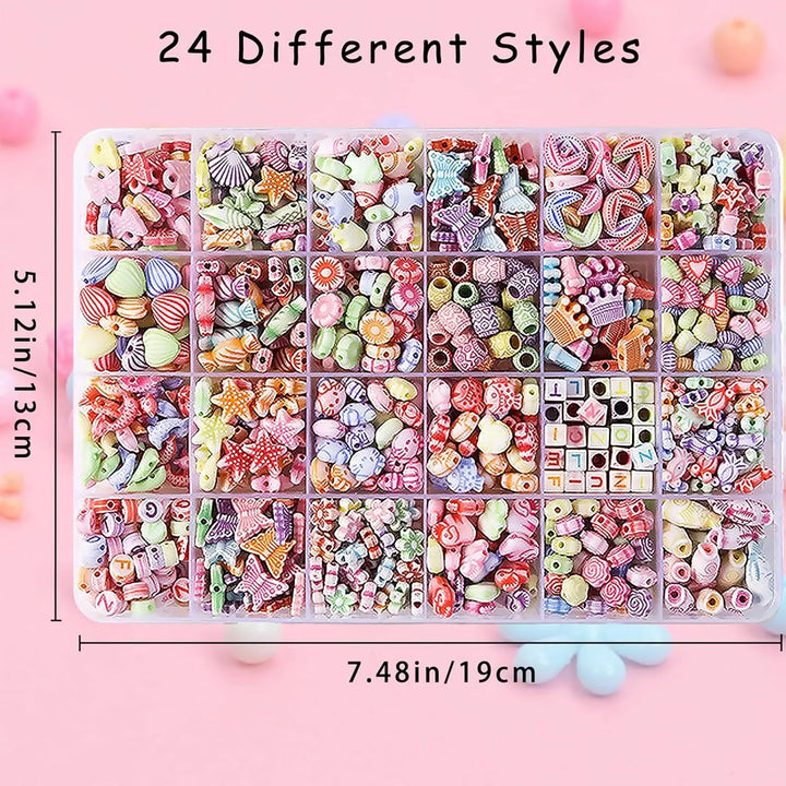 Kids DIY Beaded Jewelry Bracelet Necklace Craft Educational Beads Set