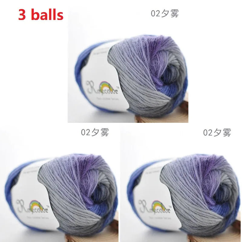 Rainbow Wool Yarn for Crochet Knitting Scarves and Sweater Crafts
