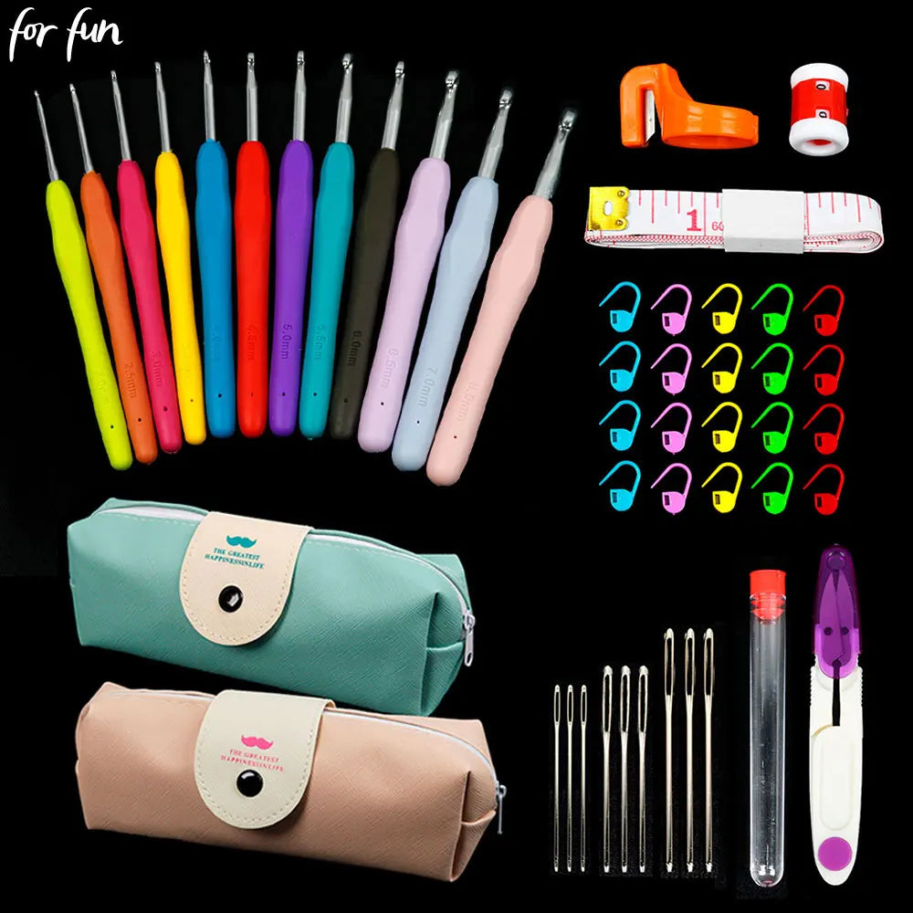 Crochet Hooks Kit with Yarn Needles and Storage Bag Set