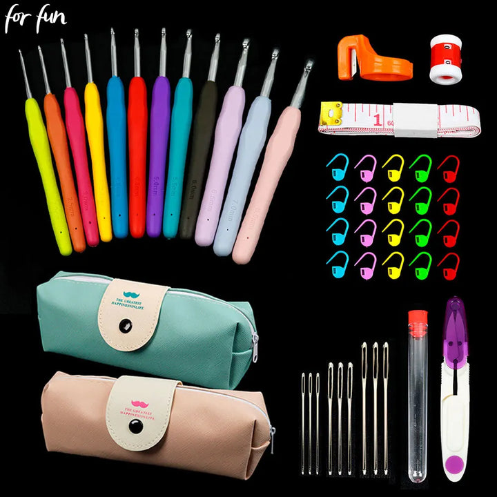 Crochet Hooks Kit with Yarn Needles and Storage Bag Set