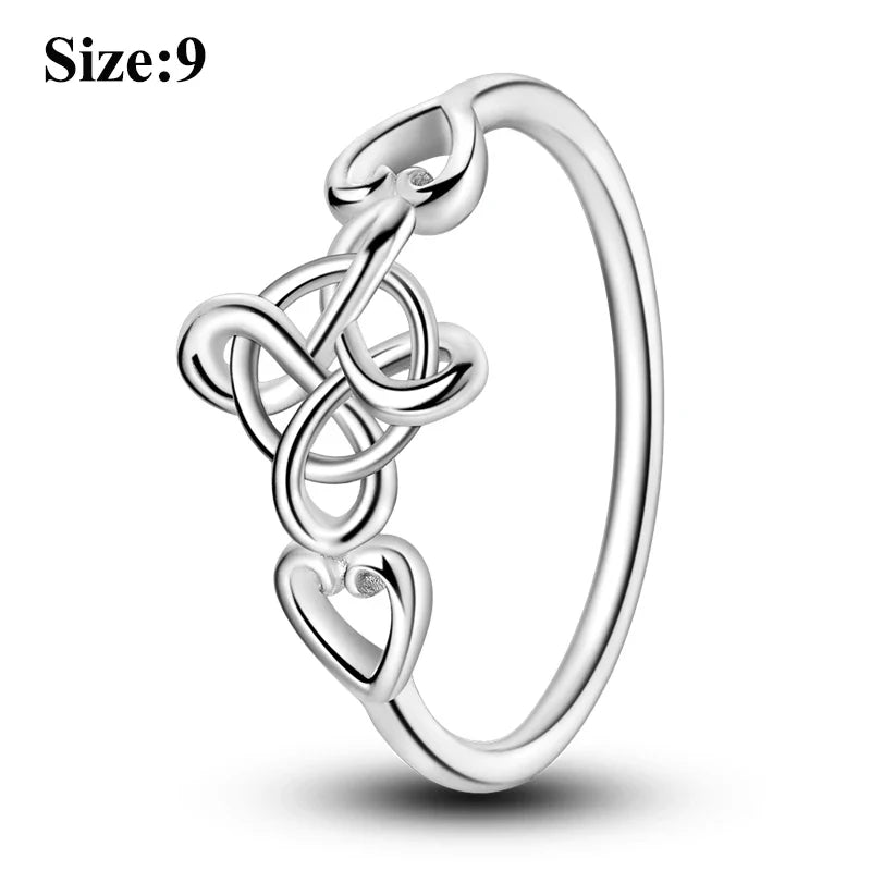 MULA Wedding Band Rings for Women Man 925 Sterling Silver Evil Eye Hand Celtic Knot Four-Leaf Clover Ring Stackable Jewelry Gift