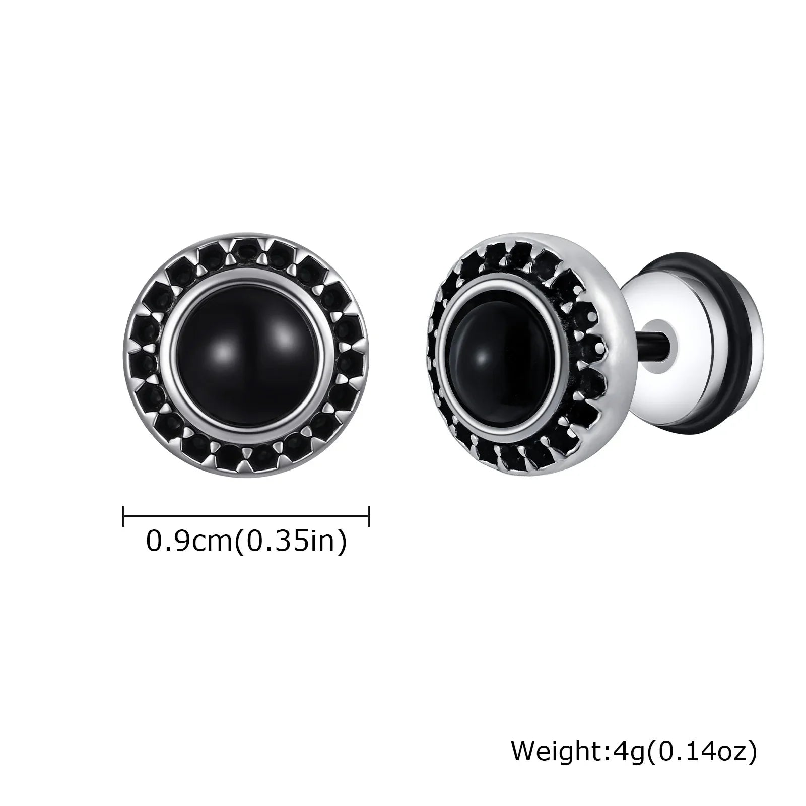 Men's Tiger Eye Stone Stud Earrings | Natural Gemstone Punk Earrings for Men