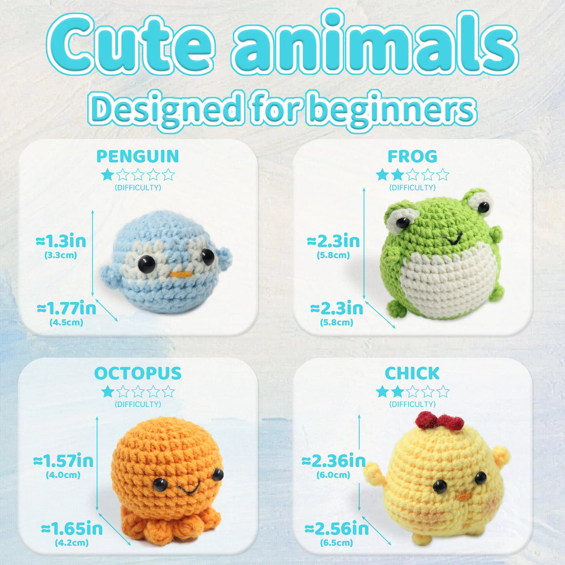 Animal Crochet Starter Kit for Beginners DIY Knitting Craft Set