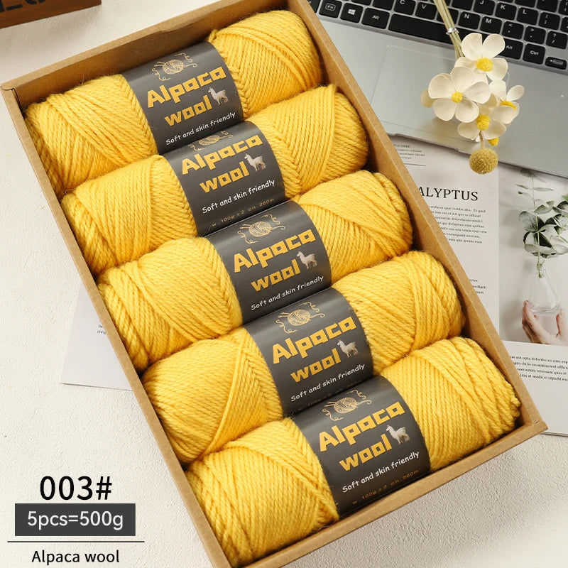 Chunky Alpaca Wool Yarn Set for DIY Knitting Winter Crafts