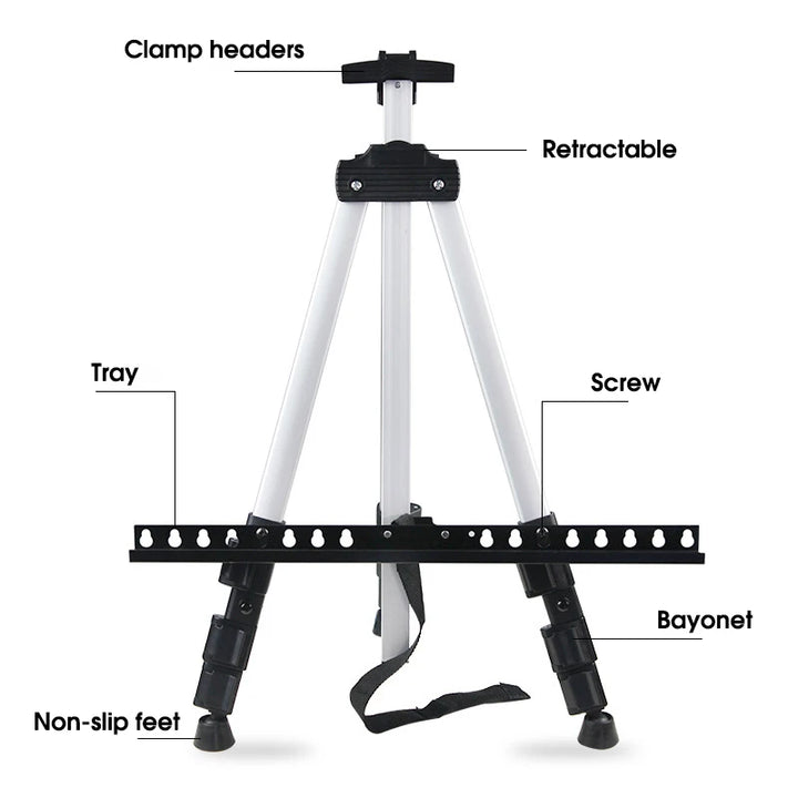 Portable Adjustable Metal Sketch Easel Foldable Travel Art Stand with Bag