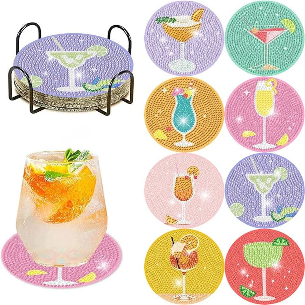 DIY Diamond Painting Coaster Kit with Holder for Adults Beginners