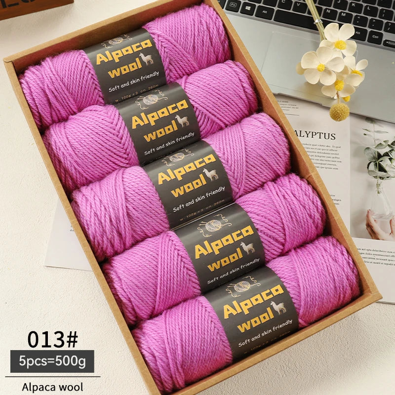 Chunky Alpaca Wool Yarn Set for DIY Knitting Winter Crafts