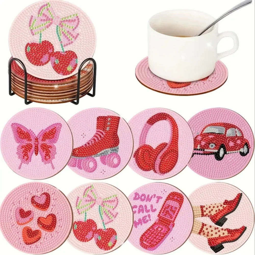 DIY Diamond Painting Coaster Kit with Holder for Adults Beginners
