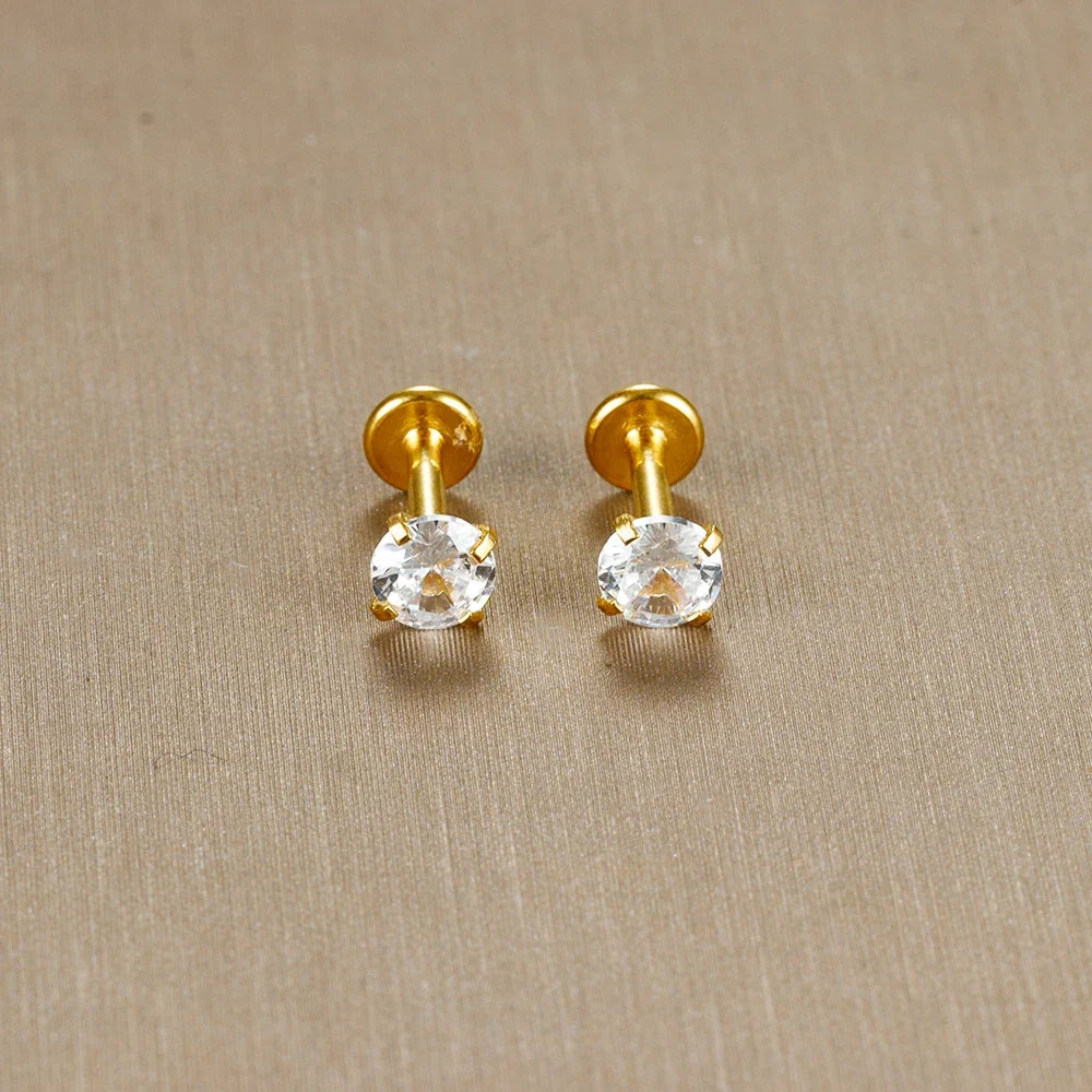 2PC Labret Tragus Stud Earrings 16G Surgical Stainless Steel CZ Crystal  Monroe Helix Cartialge Conch Medusa Lip Body Piercing