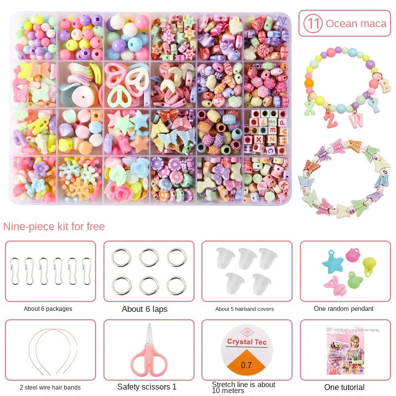 Kids DIY Beaded Jewelry Bracelet Necklace Craft Educational Beads Set