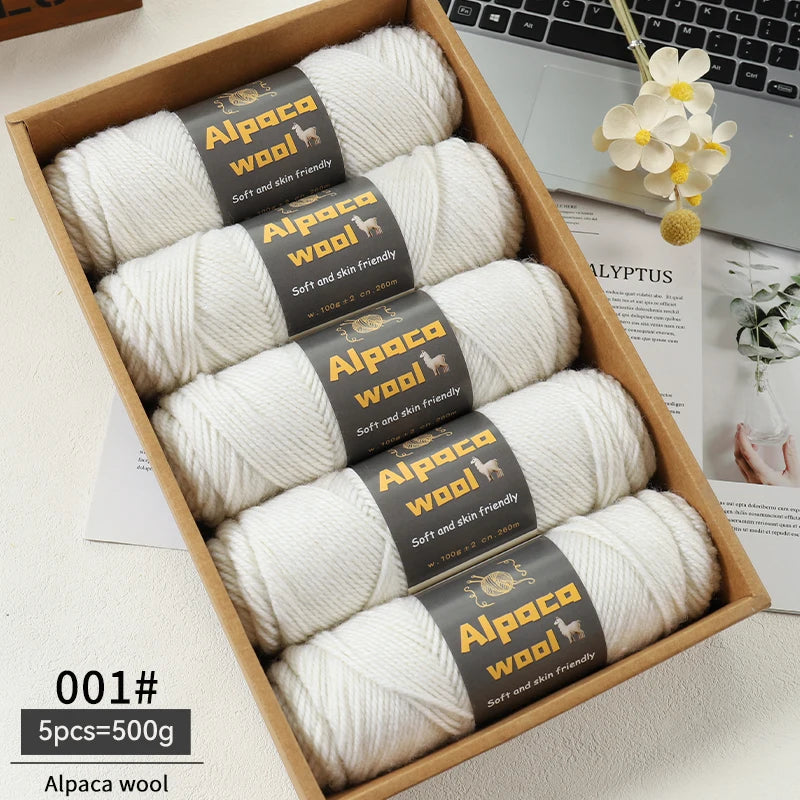 Chunky Alpaca Wool Yarn Set for DIY Knitting Winter Crafts