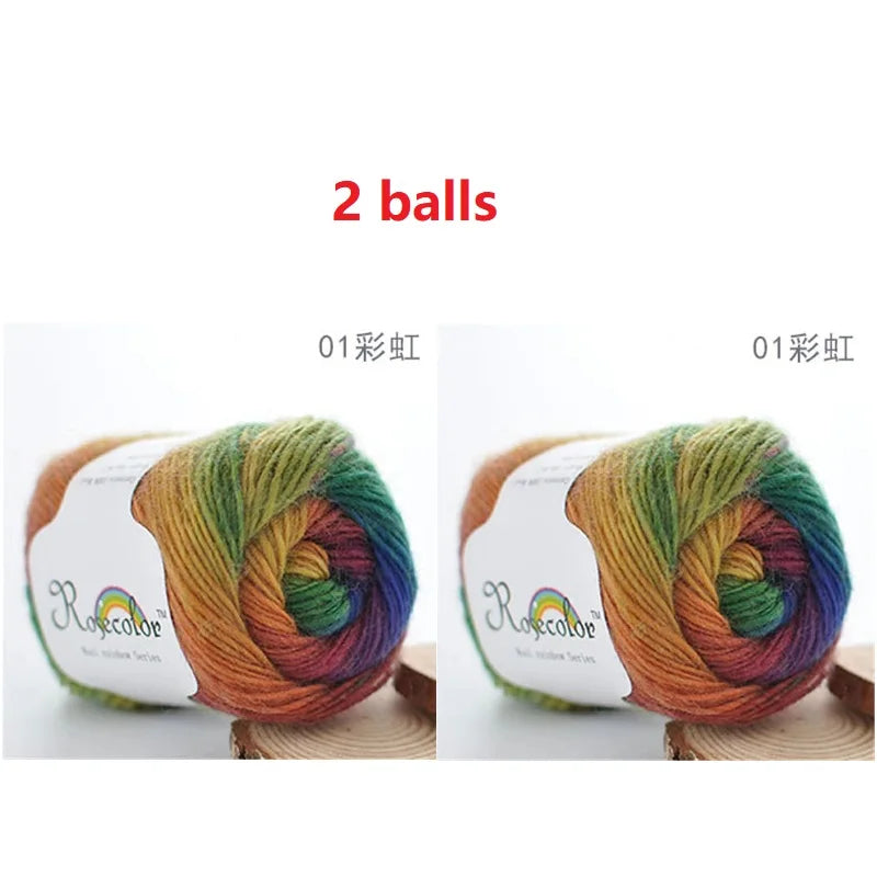 Rainbow Wool Yarn for Crochet Knitting Scarves and Sweater Crafts