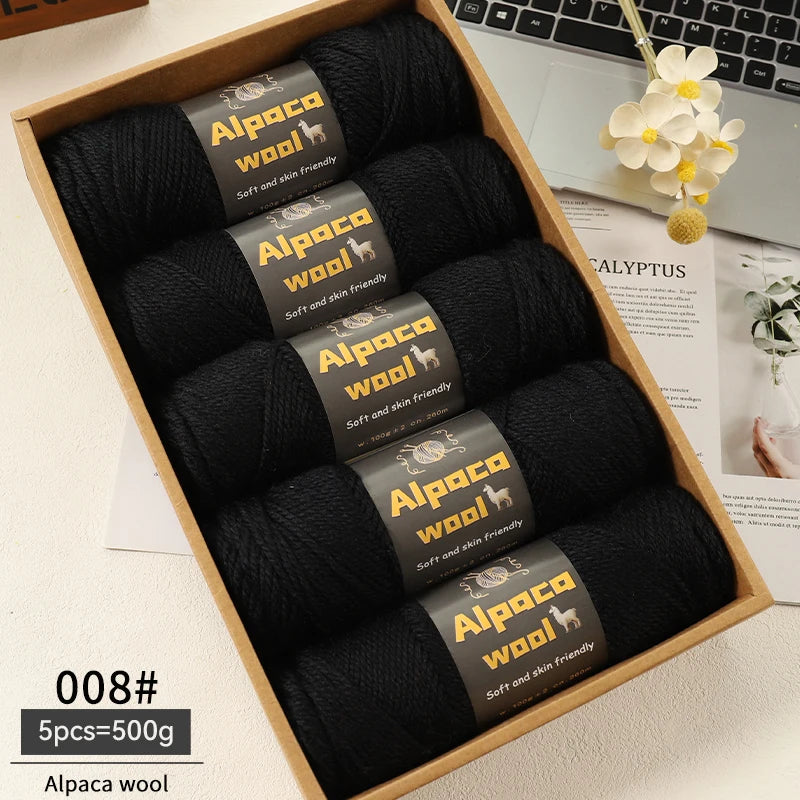 Chunky Alpaca Wool Yarn Set for DIY Knitting Winter Crafts