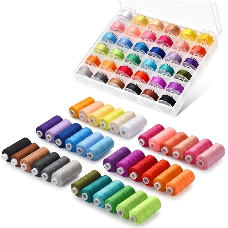 72-Pack Polyester Sewing Thread and Bobbin Kit for Crafting Quilting