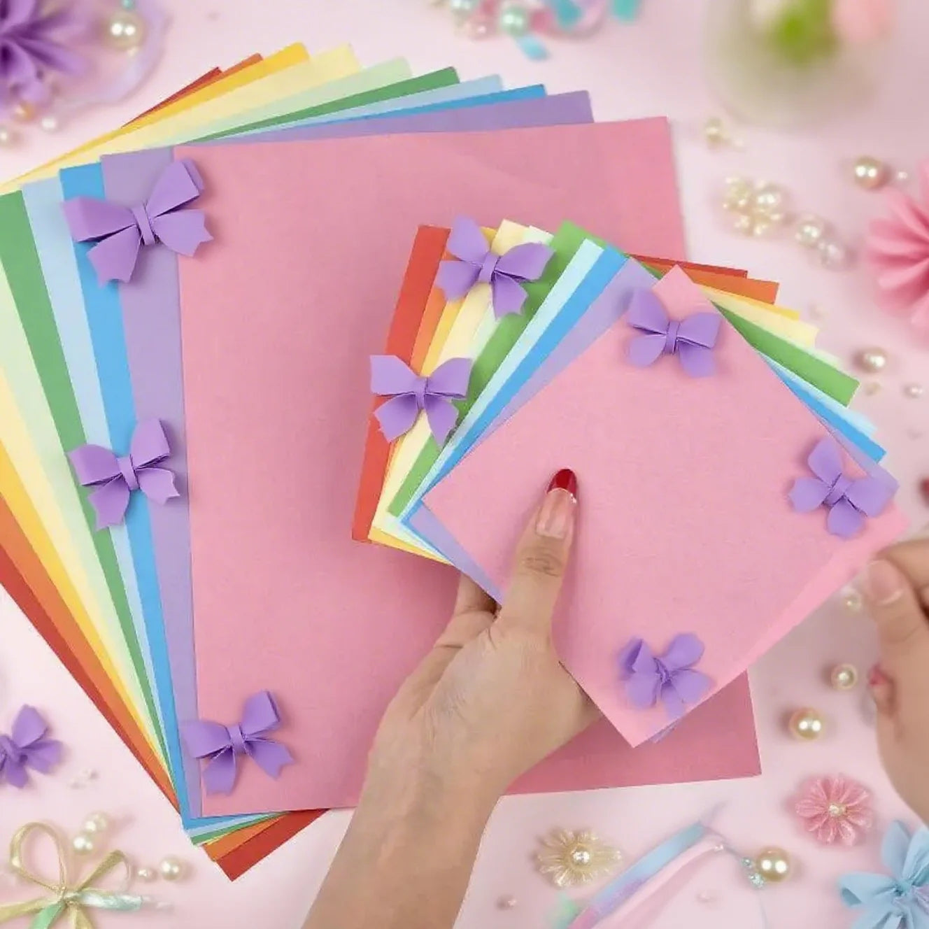Colorful Double-Sided Origami Paper Set for DIY Kids Crafts Projects