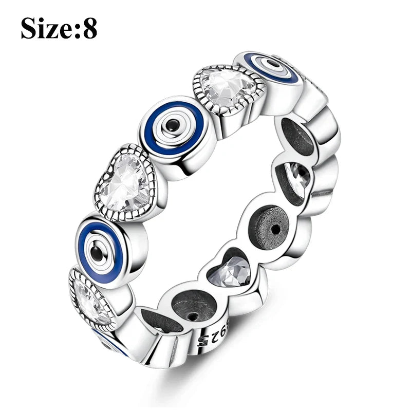 MULA Wedding Band Rings for Women Man 925 Sterling Silver Evil Eye Hand Celtic Knot Four-Leaf Clover Ring Stackable Jewelry Gift