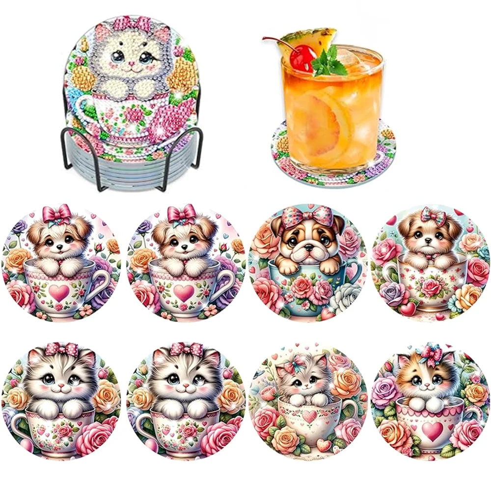 DIY Diamond Painting Coaster Kit with Holder for Adults Beginners