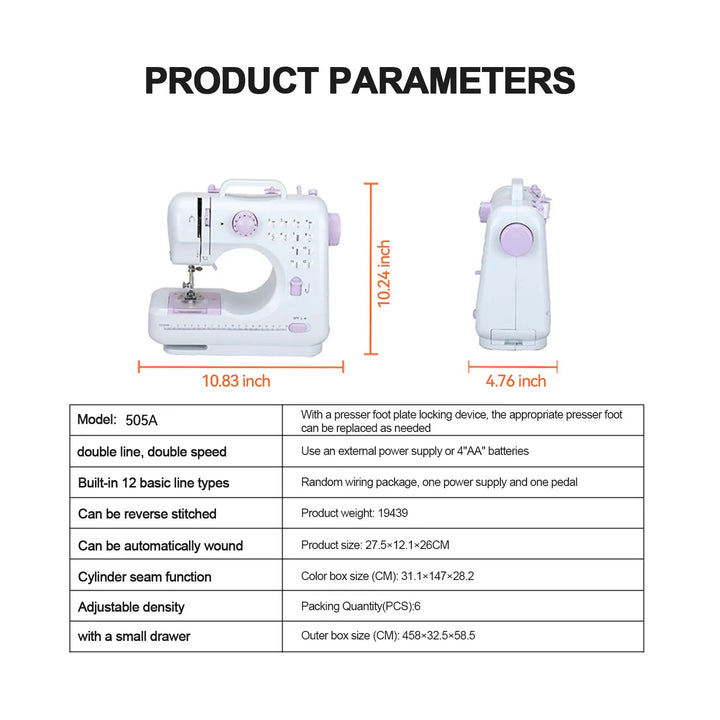 12 Stitch Mini Electric Sewing Machine for Home Use