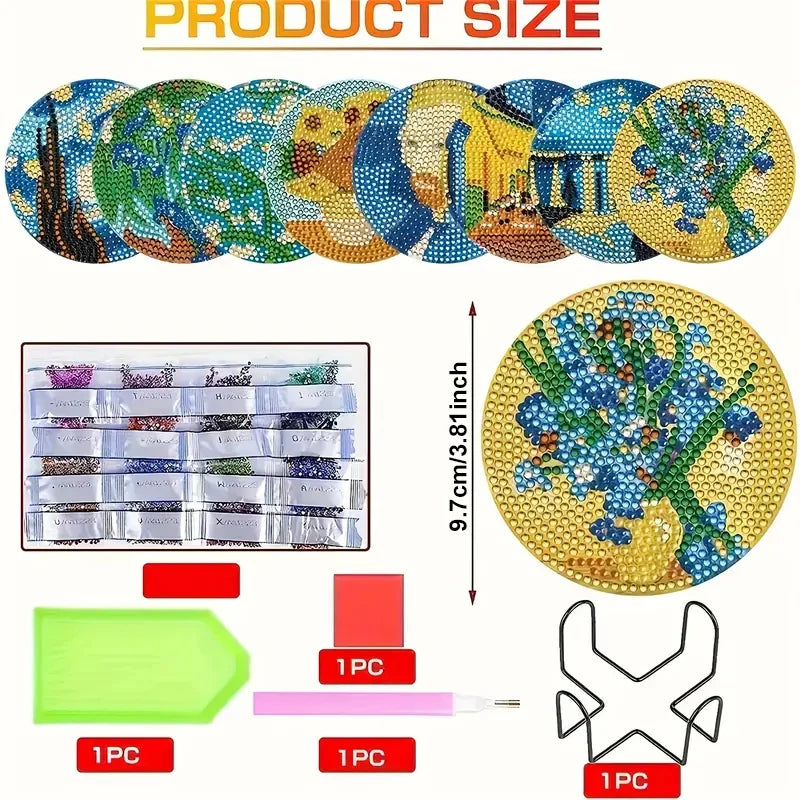 DIY Diamond Painting Coaster Kit with Holder for Adults Beginners