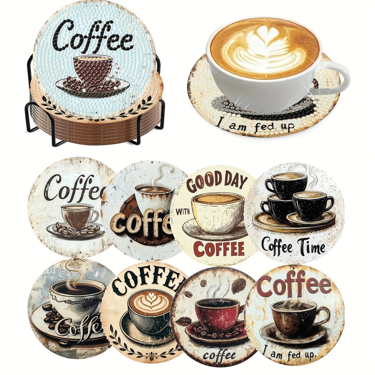 DIY Diamond Painting Coaster Kit with Holder for Adults Beginners