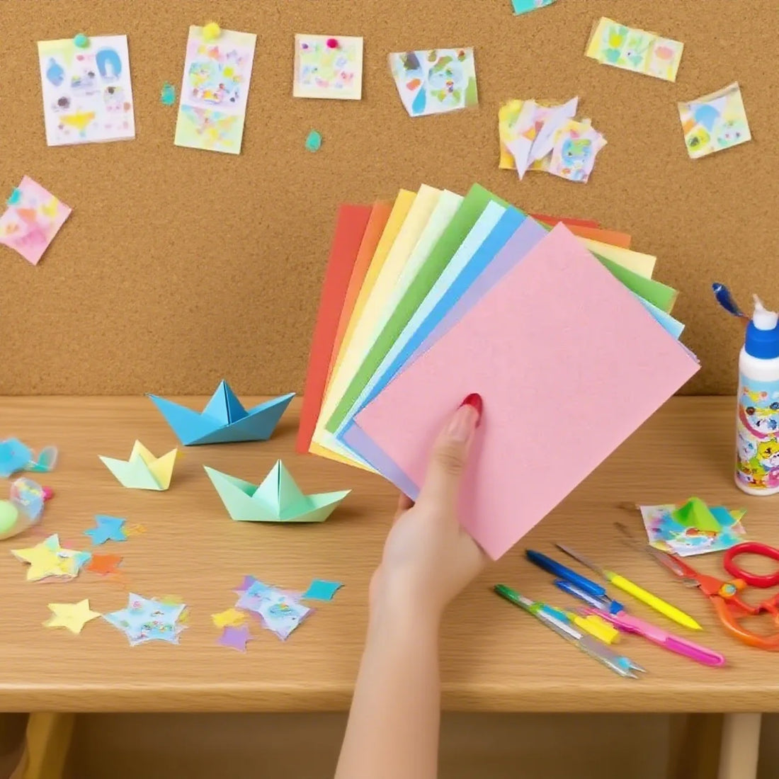 Colorful Double-Sided Origami Paper Set for DIY Kids Crafts Projects