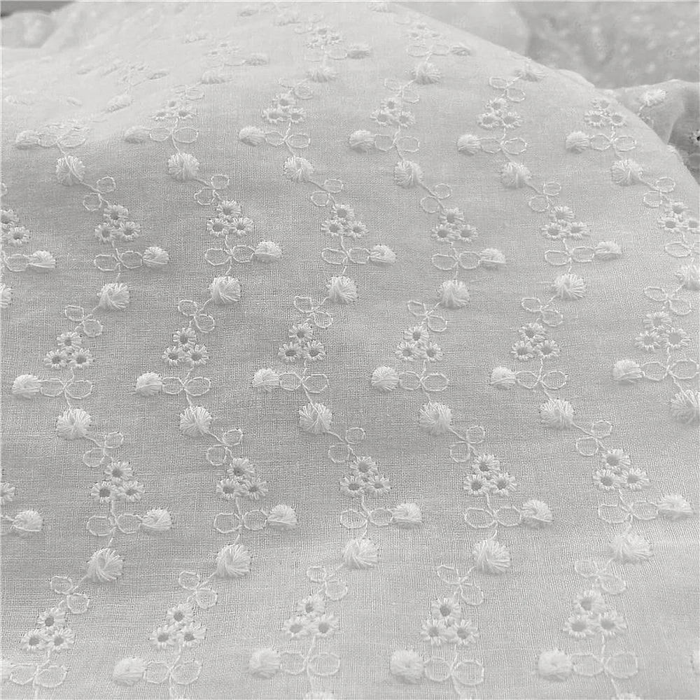 Cotton Embroidery Lace Fabric for DIY Sewing and Handmade Crafts