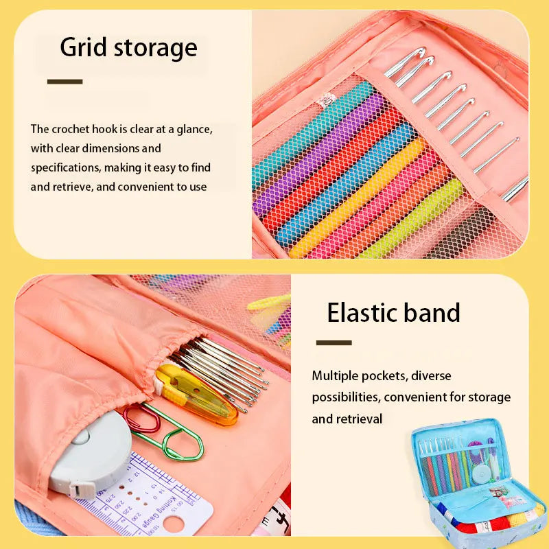 Beginner Crochet Kit with Yarn Hooks and Portable Travel Supplies