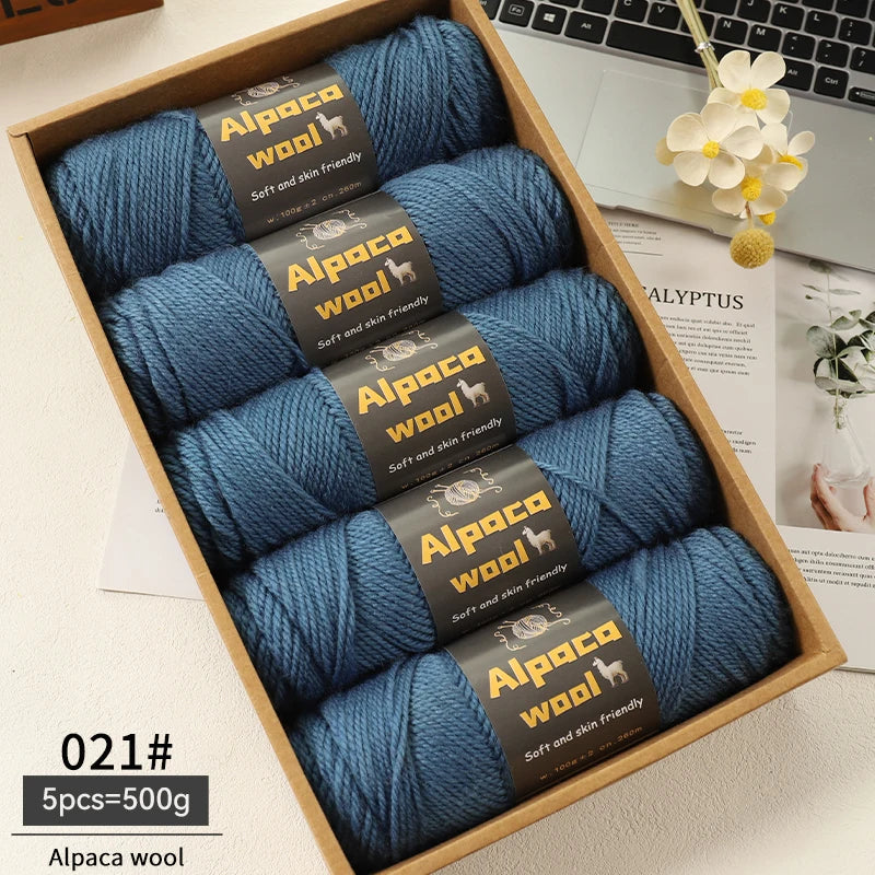 Chunky Alpaca Wool Yarn Set for DIY Knitting Winter Crafts