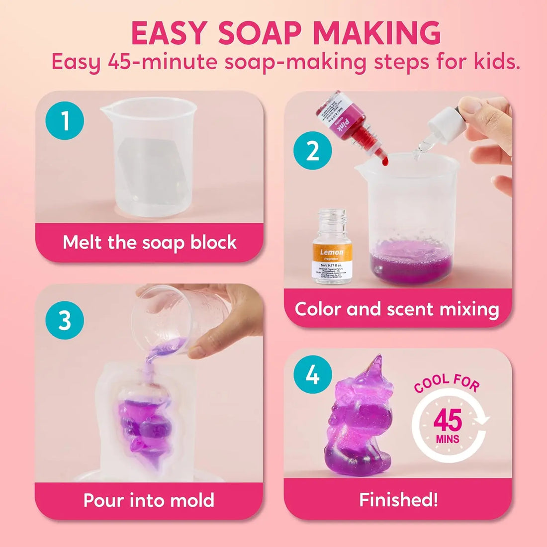 Unicorn Soap Making Craft Kit for Kids STEM DIY Gift Fun
