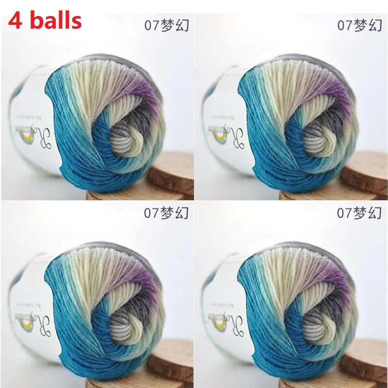 Rainbow Wool Yarn for Crochet Knitting Scarves and Sweater Crafts