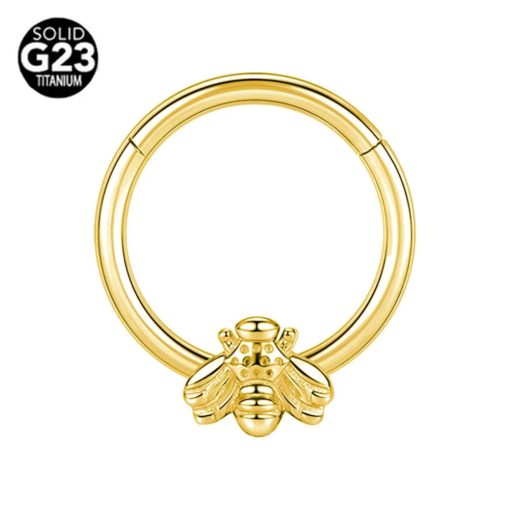 G23 Titanium Bee Septum Nose Ring Piercing Body Jewelry 16G Moon Segment Snake Clicker Helix  Ear Cartilage Heart Daith Hoop
