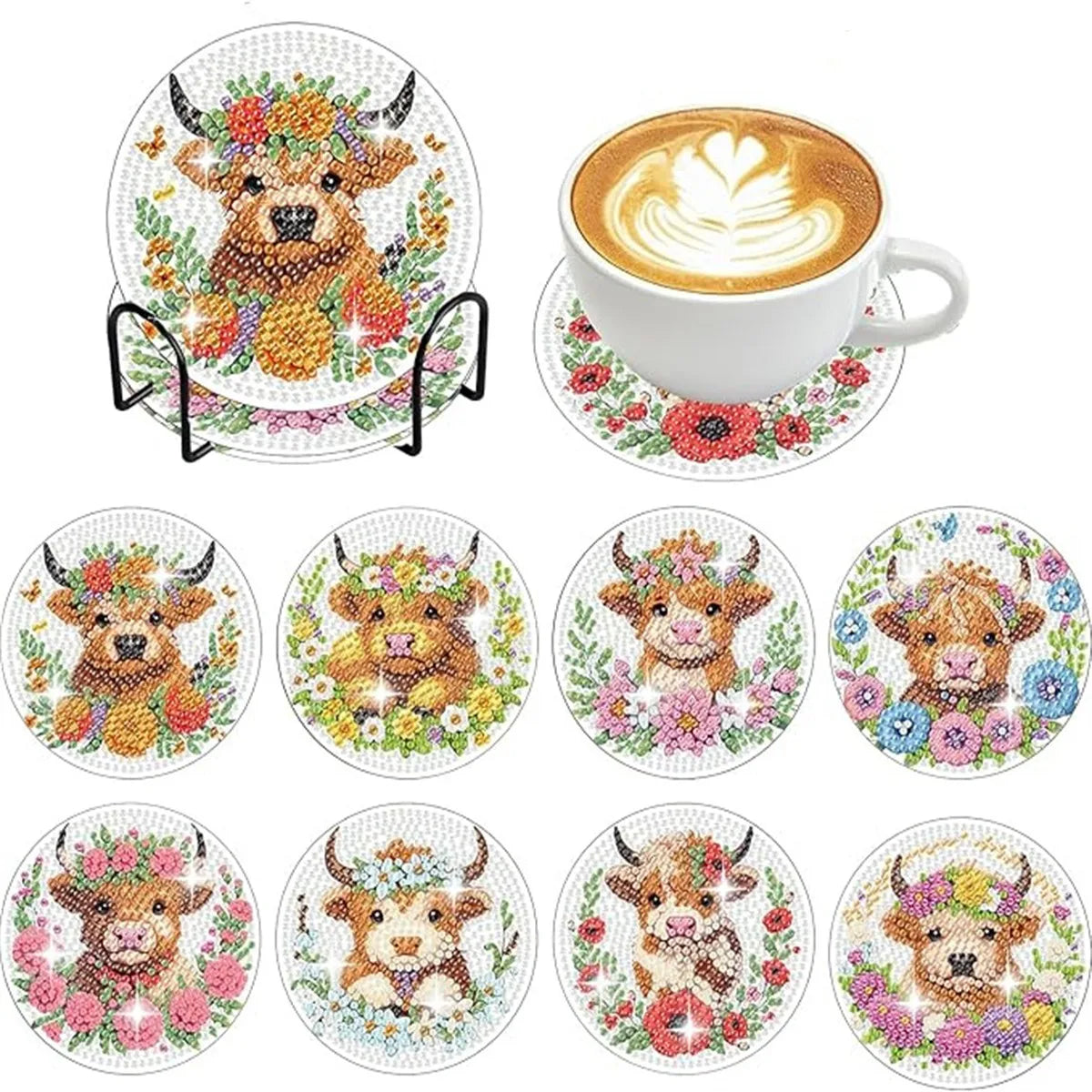 DIY Diamond Painting Coaster Kit with Holder for Adults Beginners