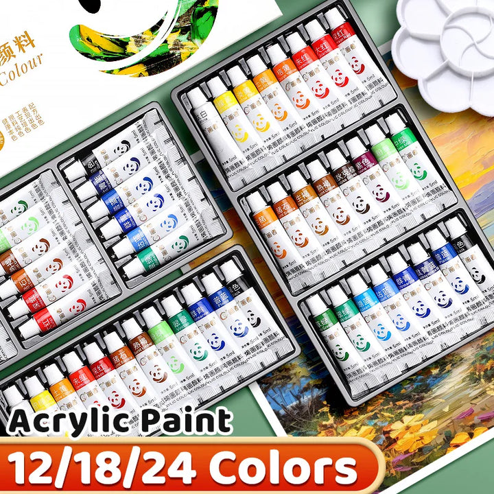 Portable Acrylic Paint Set with Rich Pigments for DIY Art