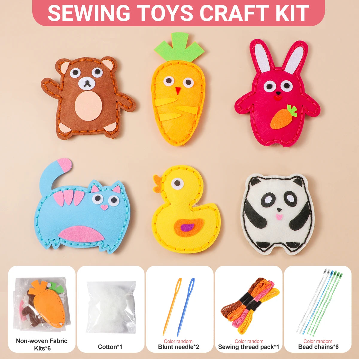 Beginner Animal Sewing Kit Handmade Felt Pendant Craft for Girls Fun