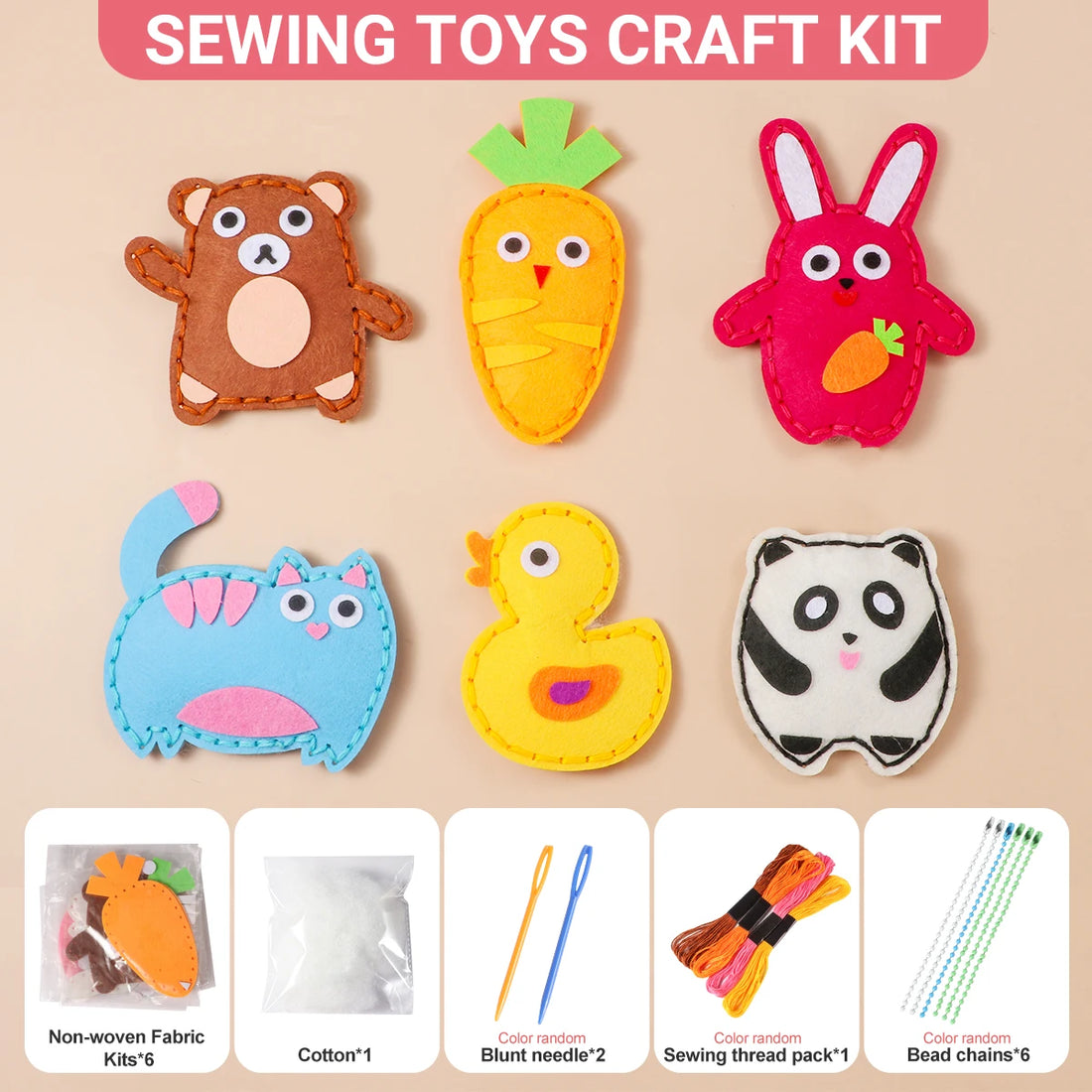 Beginner Animal Sewing Kit Handmade Felt Pendant Craft for Girls Fun