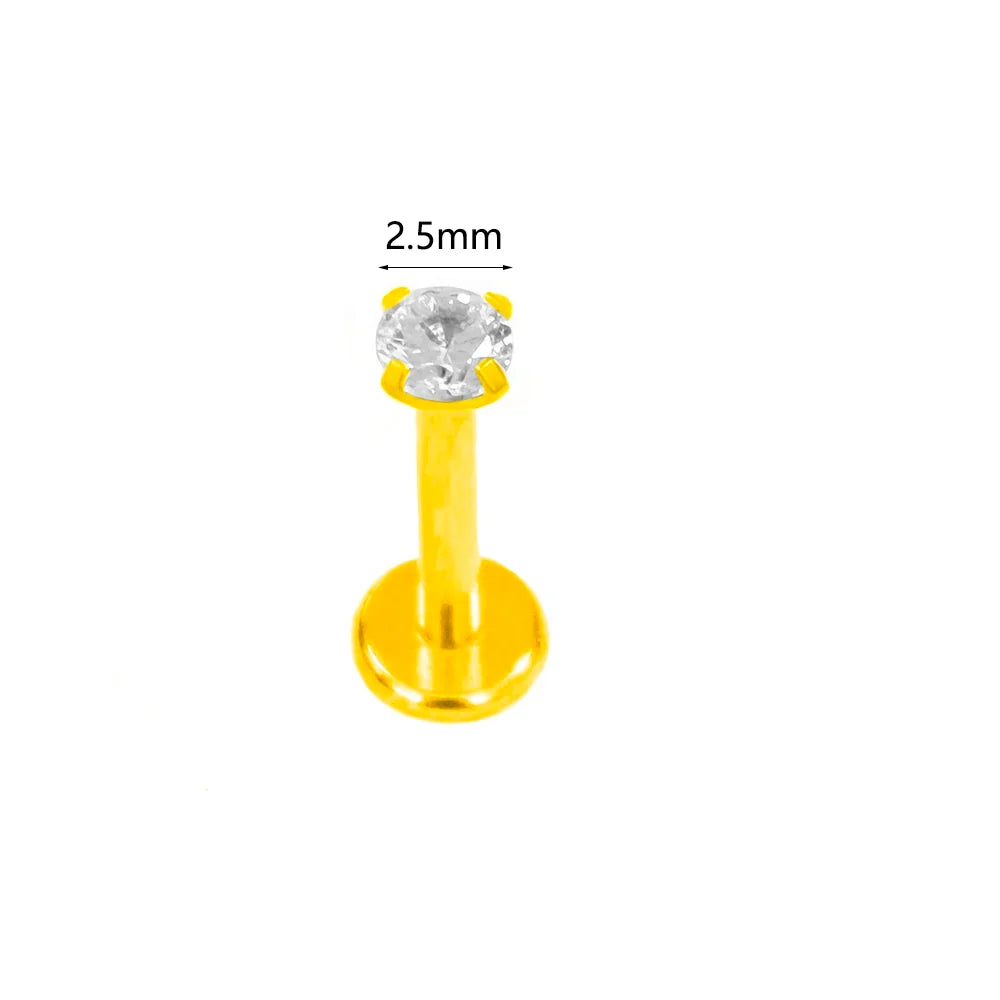 100% 316L Surgical Steel Flower Labret Piercing Butterfly Bee Tragus Snake Cartilage Helix Flat Back CZ Earrings Body Jewelry