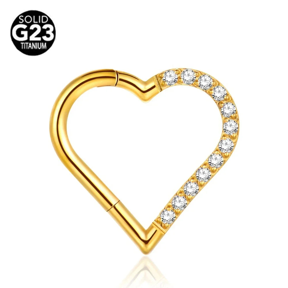 G23 Titanium Bee Septum Nose Ring Piercing Body Jewelry 16G Moon Segment Snake Clicker Helix  Ear Cartilage Heart Daith Hoop