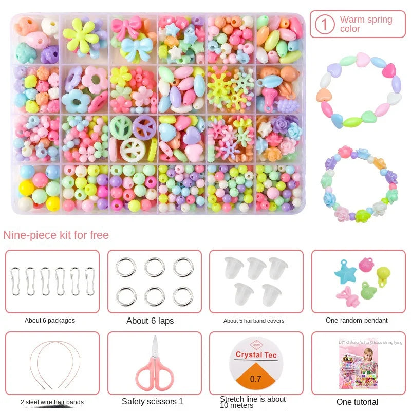 Kids DIY Beaded Jewelry Bracelet Necklace Craft Educational Beads Set