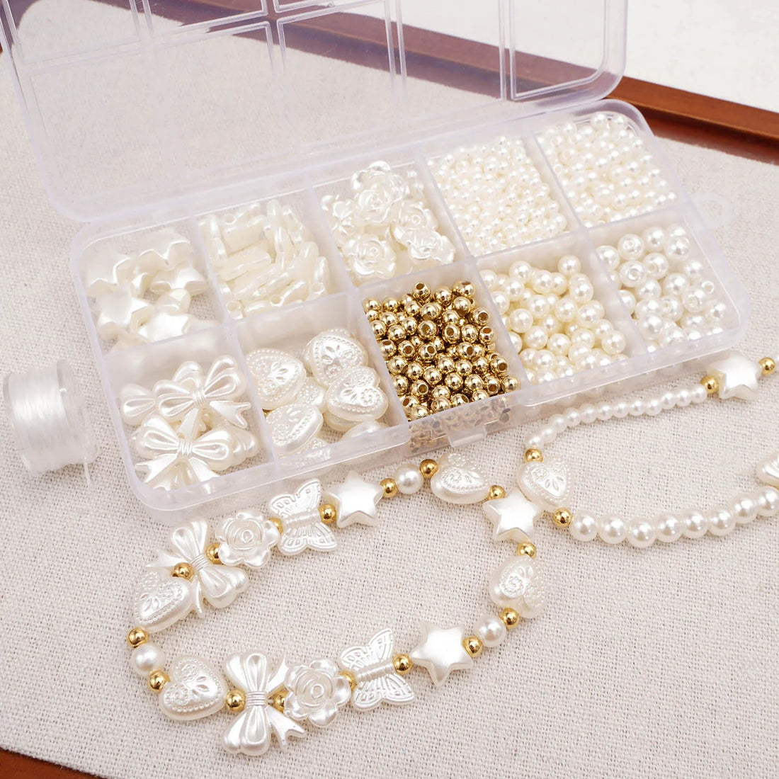 800pcs/box Faux Pearl Beading Kit For DIY Jewelry Making Loose Spacer Beads Bracelet Necklace Earring Accessories Craft Supplies