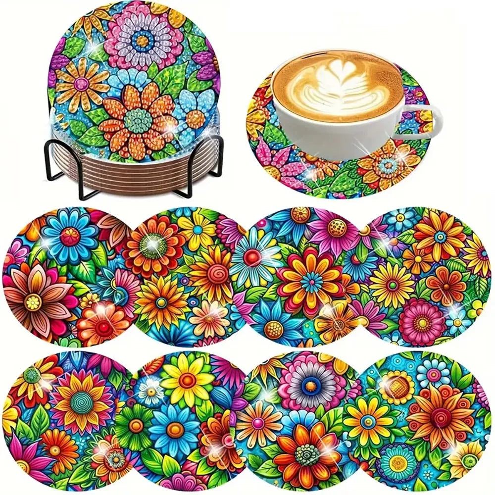 DIY Diamond Painting Coaster Kit with Holder for Adults Beginners