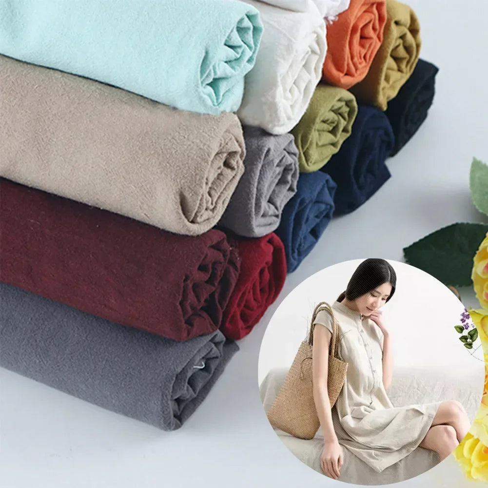 Organic Linen Cotton Fabric for DIY Sewing and Patchwork Crafts