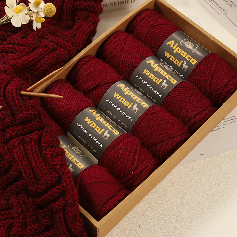 Chunky Alpaca Wool Yarn Set for DIY Knitting Winter Crafts
