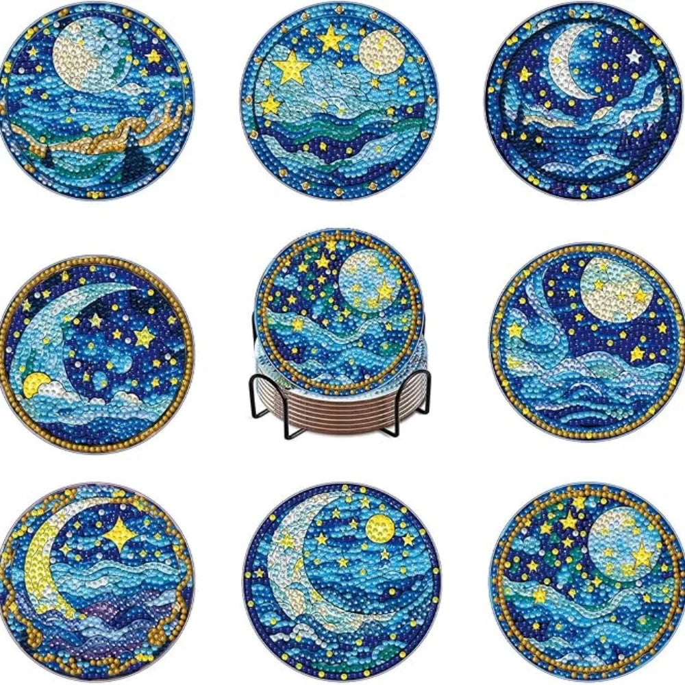 DIY Diamond Painting Coaster Kit with Holder for Adults Beginners