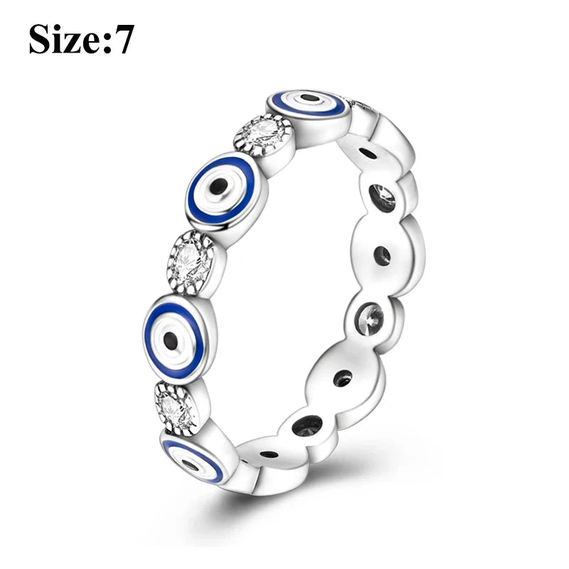 MULA Wedding Band Rings for Women Man 925 Sterling Silver Evil Eye Hand Celtic Knot Four-Leaf Clover Ring Stackable Jewelry Gift